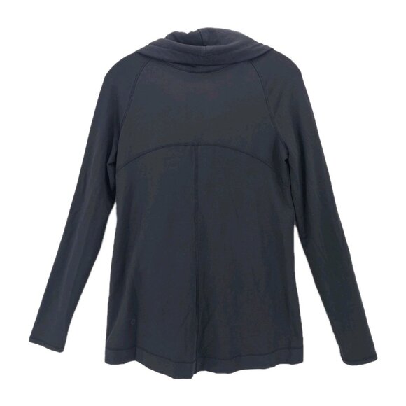 LULULEMON Black Coast Easy Wrap Black Jacket Asymmetrical Zip Thumbholes Size 4 - Picture 3 of 8